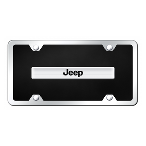 Jeep Script Acrylic License Plate Kit - Chrome on Black