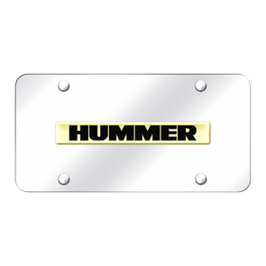 Hummer Script License Plate - Gold on Mirrored
