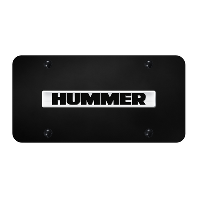 Hummer Script License Plate - Chrome on Black