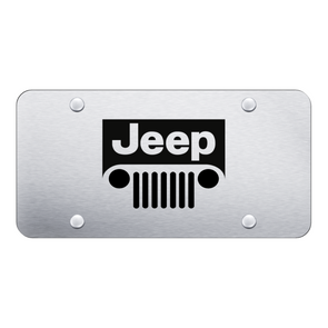 Jeep Grill License Plate - Laser Etched Rugged Black