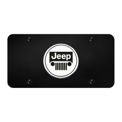 Jeep License Plate - Chrome on Black