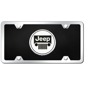 Jeep License Plate Kit - Chrome on Black