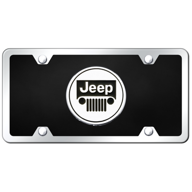 Jeep License Plate Kit - Chrome on Black