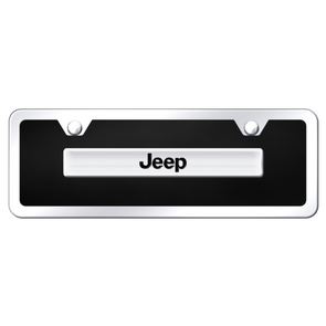 Jeep Script Acrylic Mini License Plate Kit - Chrome on Black