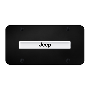 Jeep Script License Plate - Chrome on Black