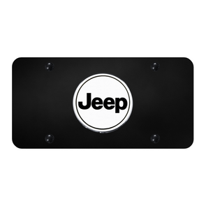 Jeep Word License Plate - Chrome on Black