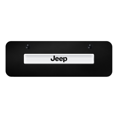 Jeep Script Mini License Plate - Chrome on Black