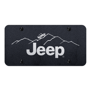 Jeep Mountain License Plate - Laser Etched Rugged Black