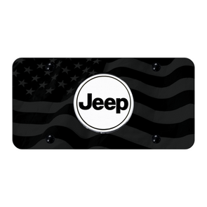 Jeep Word License Plate - UV Subdued Wave Flag
