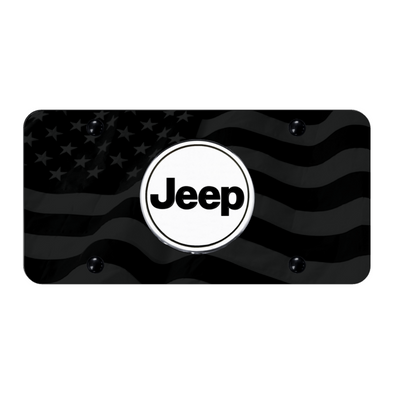 Jeep Word License Plate - UV Subdued Wave Flag