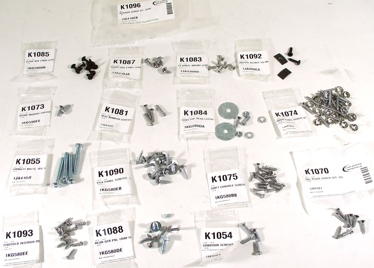 1963-1963 Corvette Interior Screw Kit Convertible - CA-K1096-Corvette-Store-Online