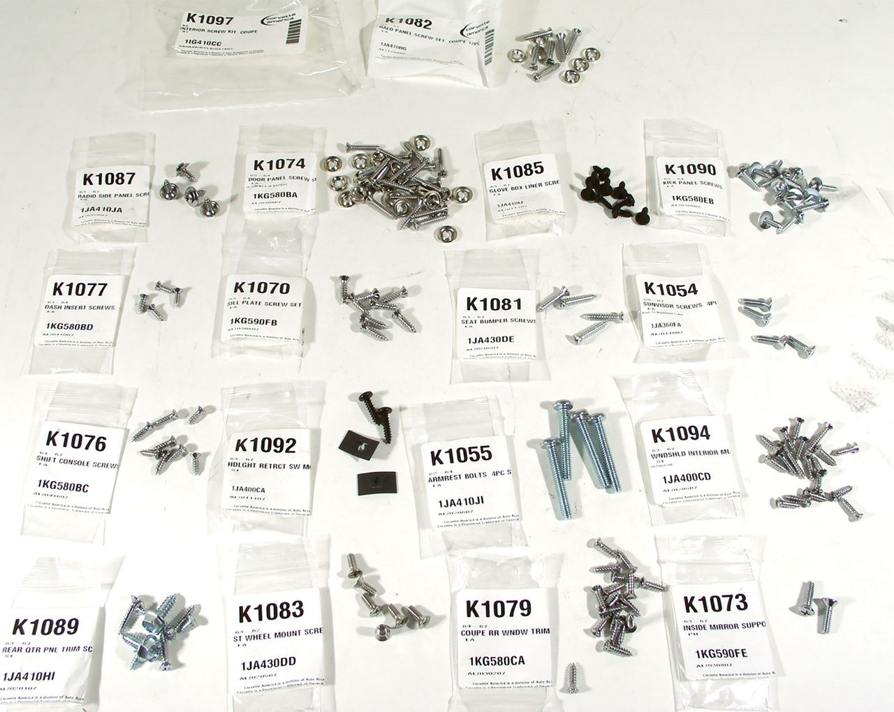 1964-1964 Corvette Interior Screw Kit Coupe - CA-K1097-Corvette-Store-Online