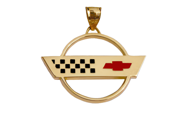 C4 Corvette Emblem Pendant - 14k Gold - [Corvette Store Online]