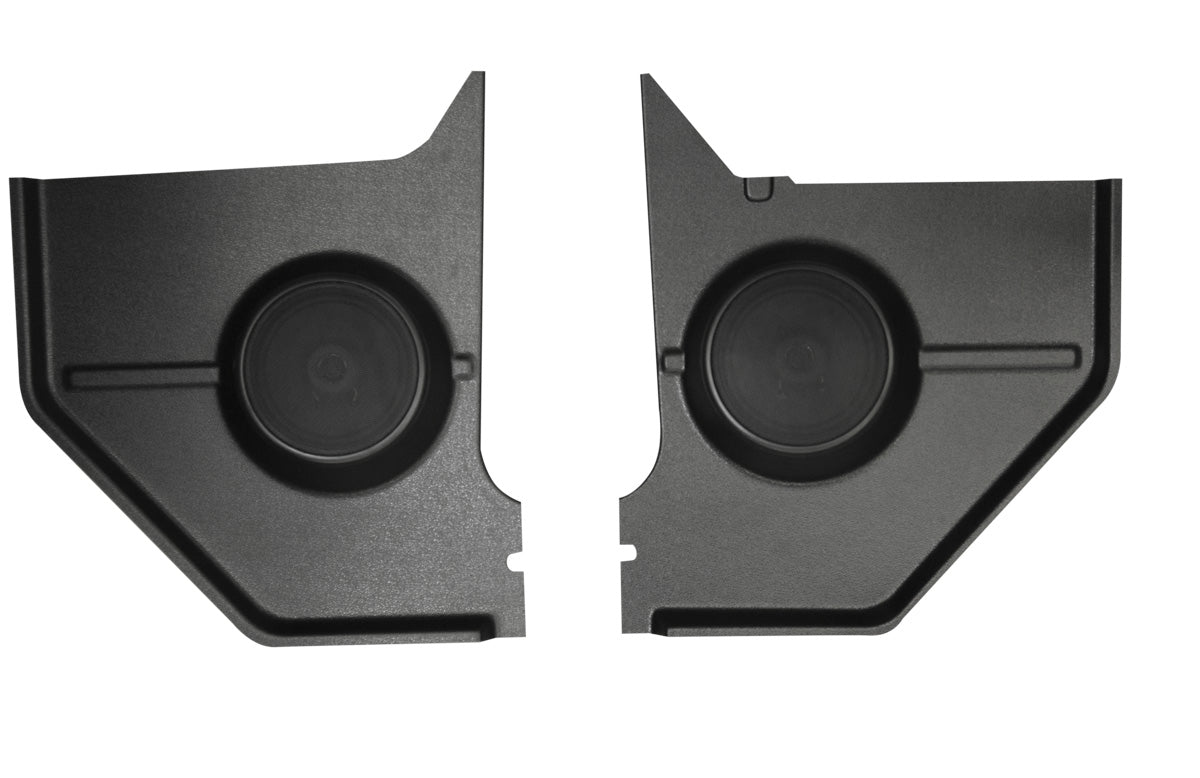 1964-1966 Ford Mustang Coupe kickpanel with Kenwood speakers, Custom Autosound KMC-1