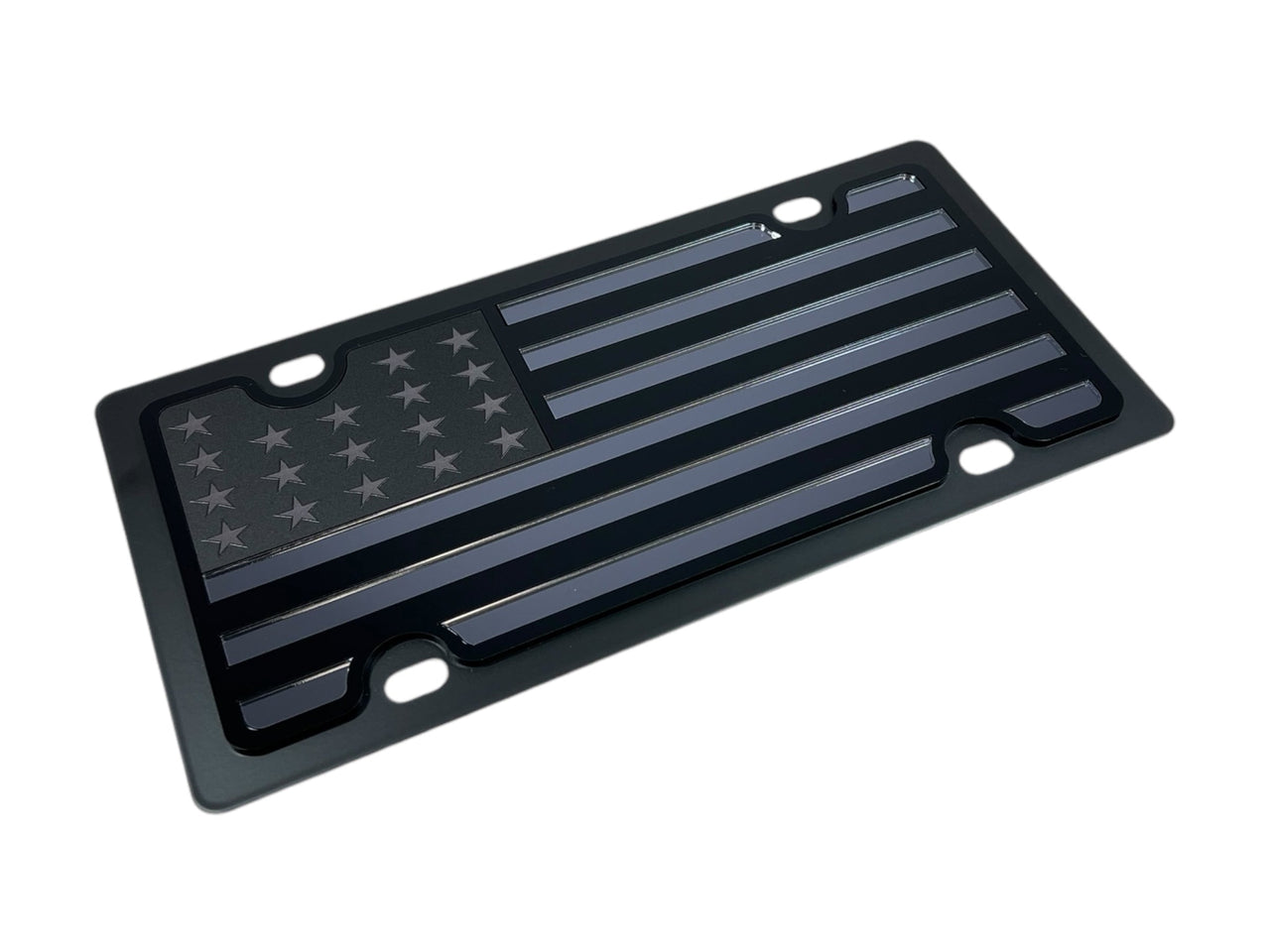 United States Flag Blacked Out Carbon Steel License Plate