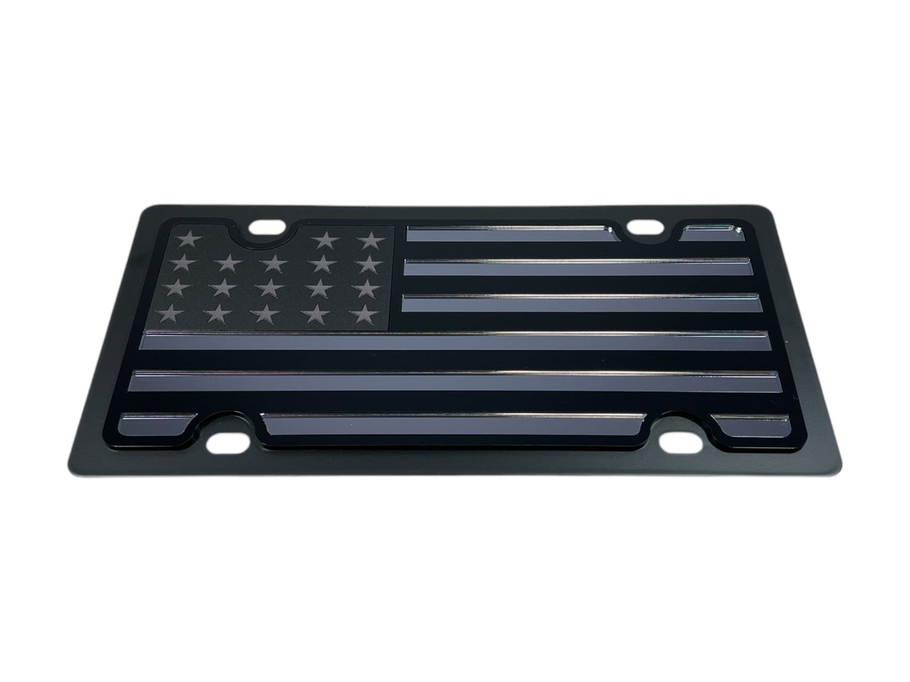 United States Flag Blacked Out Carbon Steel License Plate