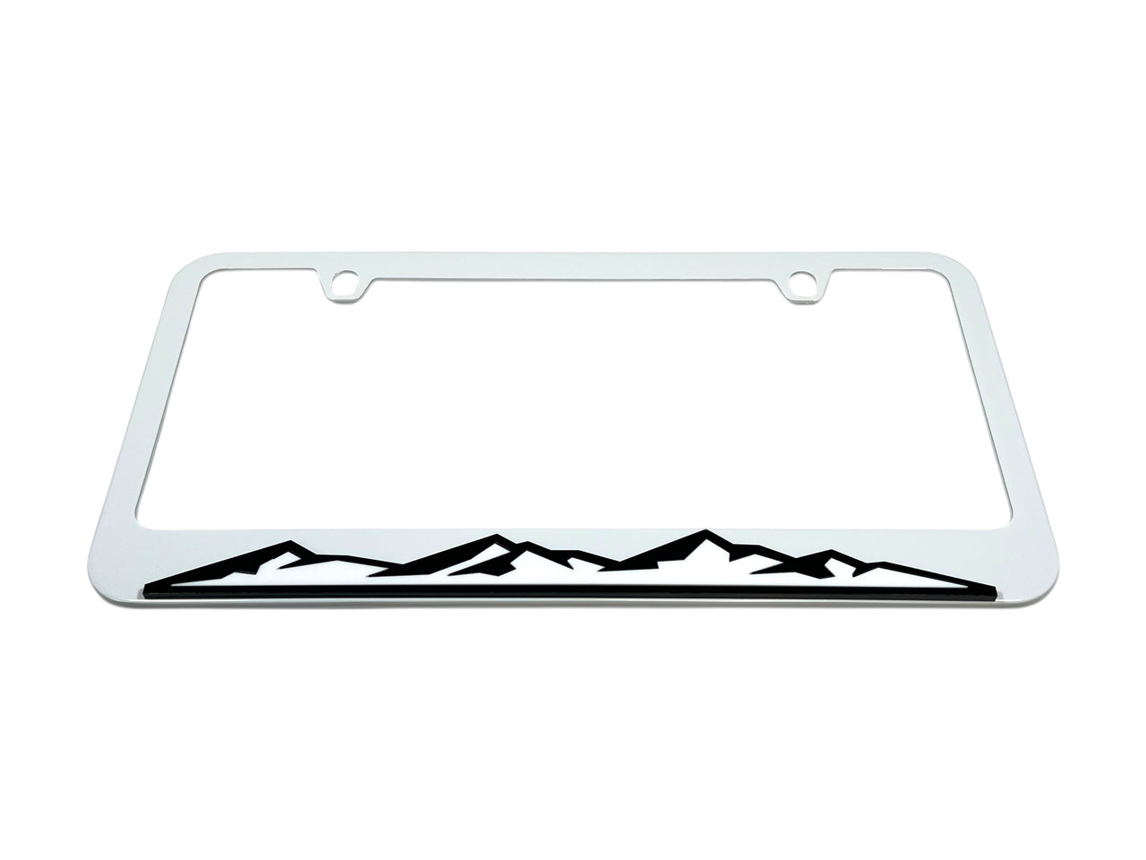 Mountain Range White License Plate Frame