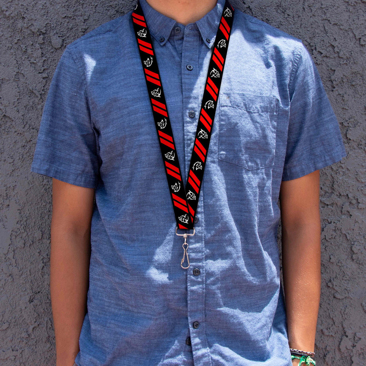 Lanyard - 1.0" - Demon Dodge Rhombus Hellcat Icons Black Red White