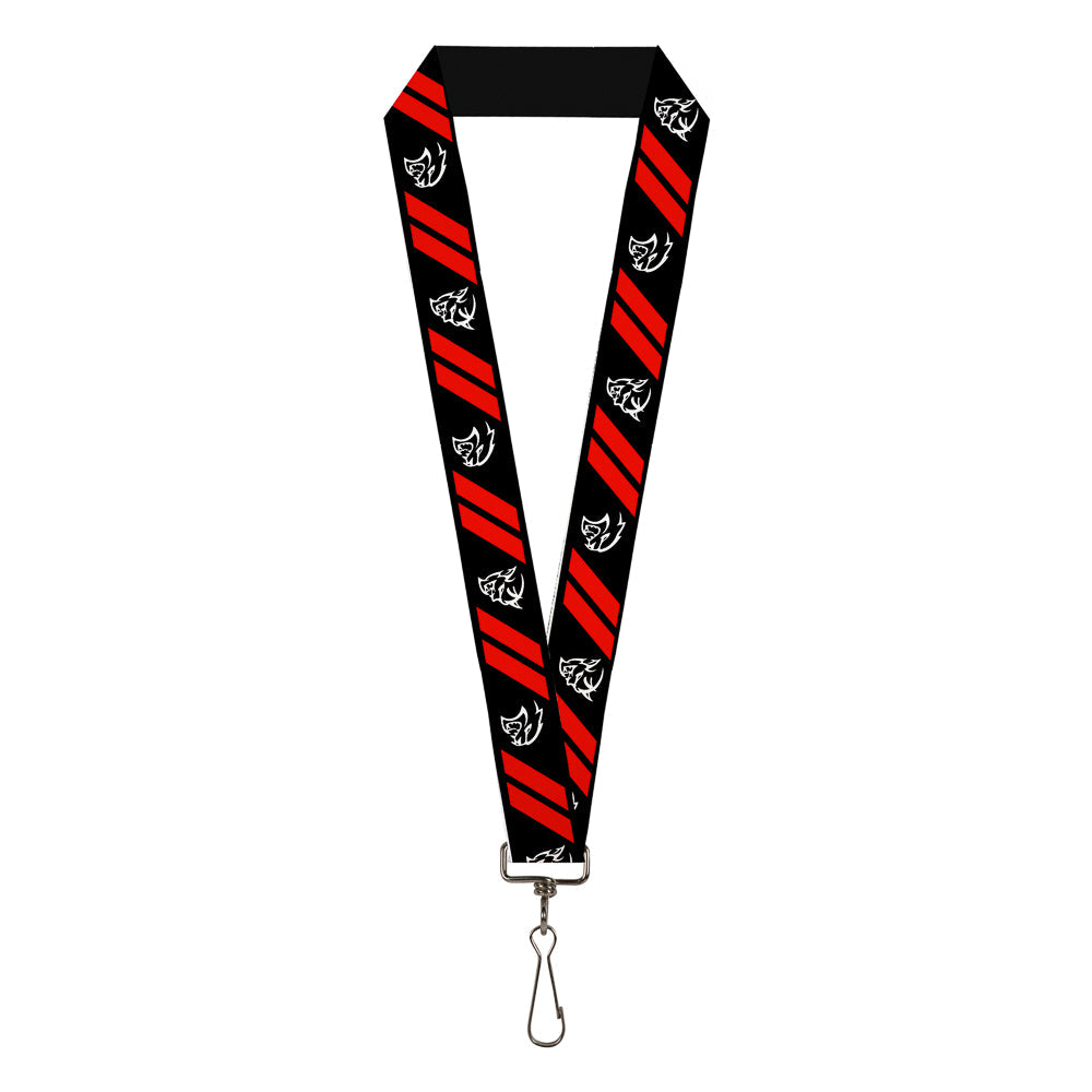 Lanyard - 1.0" - Demon Dodge Rhombus Hellcat Icons Black Red White