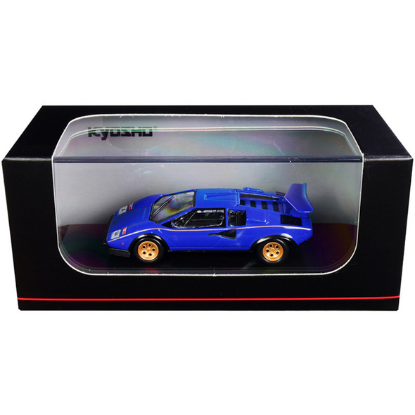 Lamborghini Countach LP500S Blue 1/64 Diecast Model Car by Kyosho