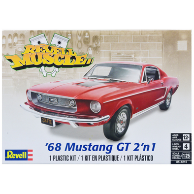 Level 4 Model Kit 1968 Ford Mustang GT 2-in-1 Kit "Revell Muscle" 1/25 Scale Model