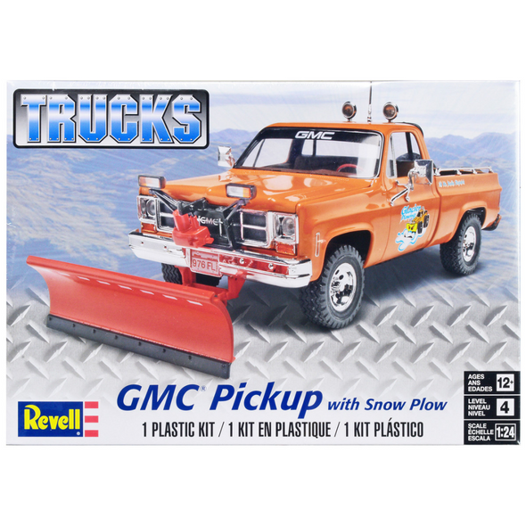 Level 4 Model Kit GMC Pickup Truck with Snow Plow 1/24 Scale Model