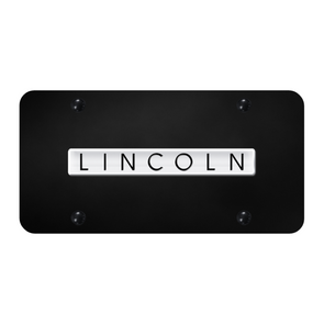 Lincoln Script License Plate - Chrome on Black