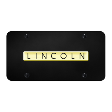Lincoln Script License Plate - Gold on Black
