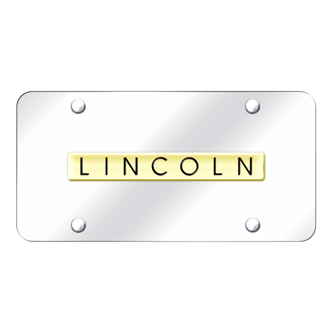 lincoln-name-license-plate-gold-on-mirrored