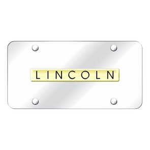 Lincoln Script License Plate - Gold on Mirrored