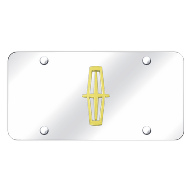 lincoln-vertical-no-fill-license-plate-gold-on-mirrored