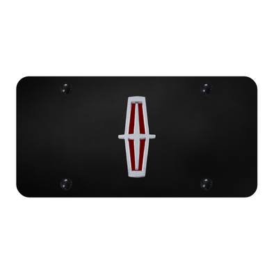 lincoln-vertical-red-fill-license-plate-chrome-on-black