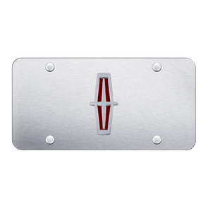 Lincoln Vertical (Red Fill) Plate - Chrome on Brushed
