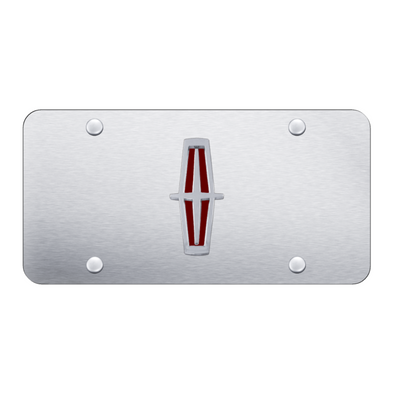 Lincoln Vertical (Red Fill) Plate - Chrome on Brushed