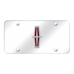 Lincoln Vertical (Red Fill) Plate - Chrome on Mirrored