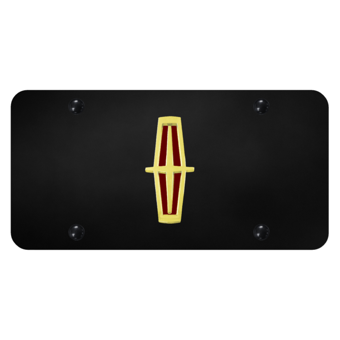 lincoln-vertical-red-fill-license-plate-gold-on-black