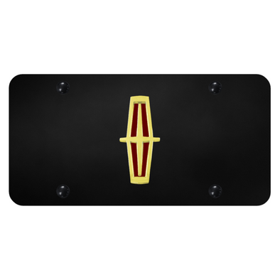 lincoln-vertical-red-fill-license-plate-gold-on-black