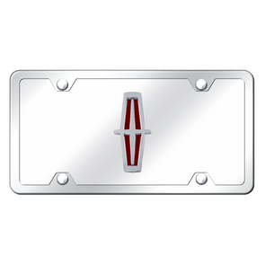 Lincoln Vertical (Red Fill) License Plate Kit - Chrome on Mirrored