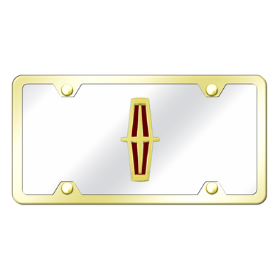 Lincoln Vertical (Red Fill) License Plate Kit - Gold on Mirrored