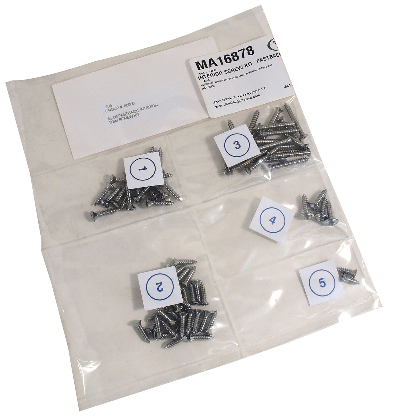1964-1966 Mustang Interior Screw Kit - Fastback - CA-MA16878-Classic-Auto-Store-Online