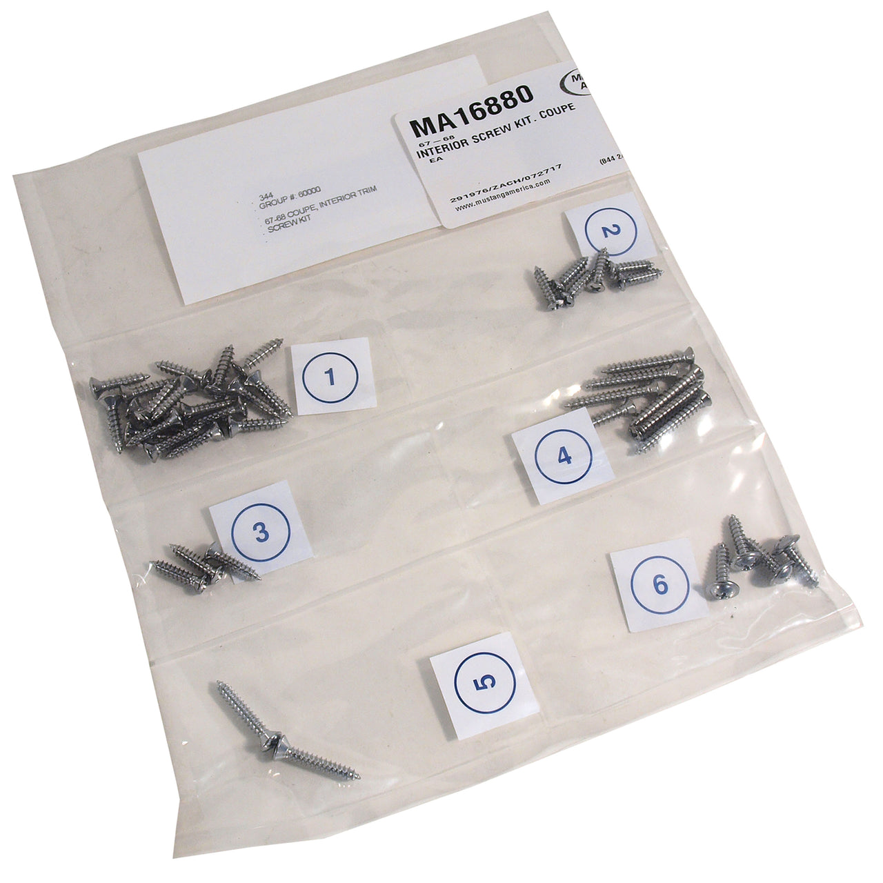 1967-1968 Mustang Interior Screw Kit - Coupe - CA-MA16880-Classic-Auto-Store-Online