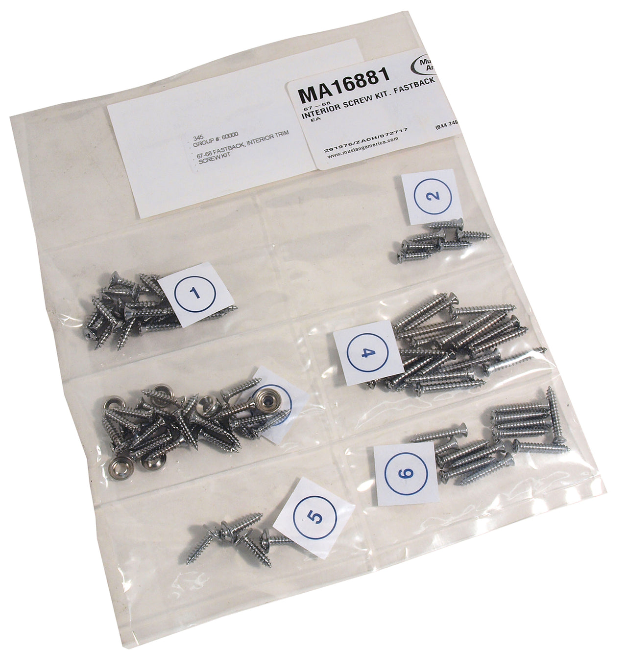 1967-1968 Mustang Interior Screw Kit - Fastback - CA-MA16881-Classic-Auto-Store-Online