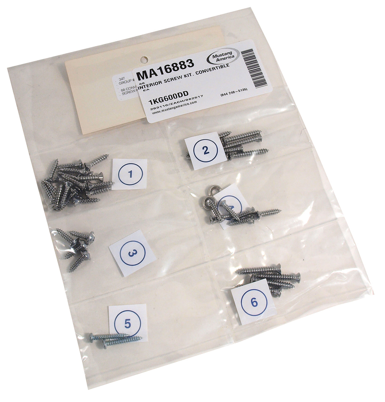 1968-1968 Mustang Interior Screw Kit - Convertible - CA-MA16883-Classic-Auto-Store-Online