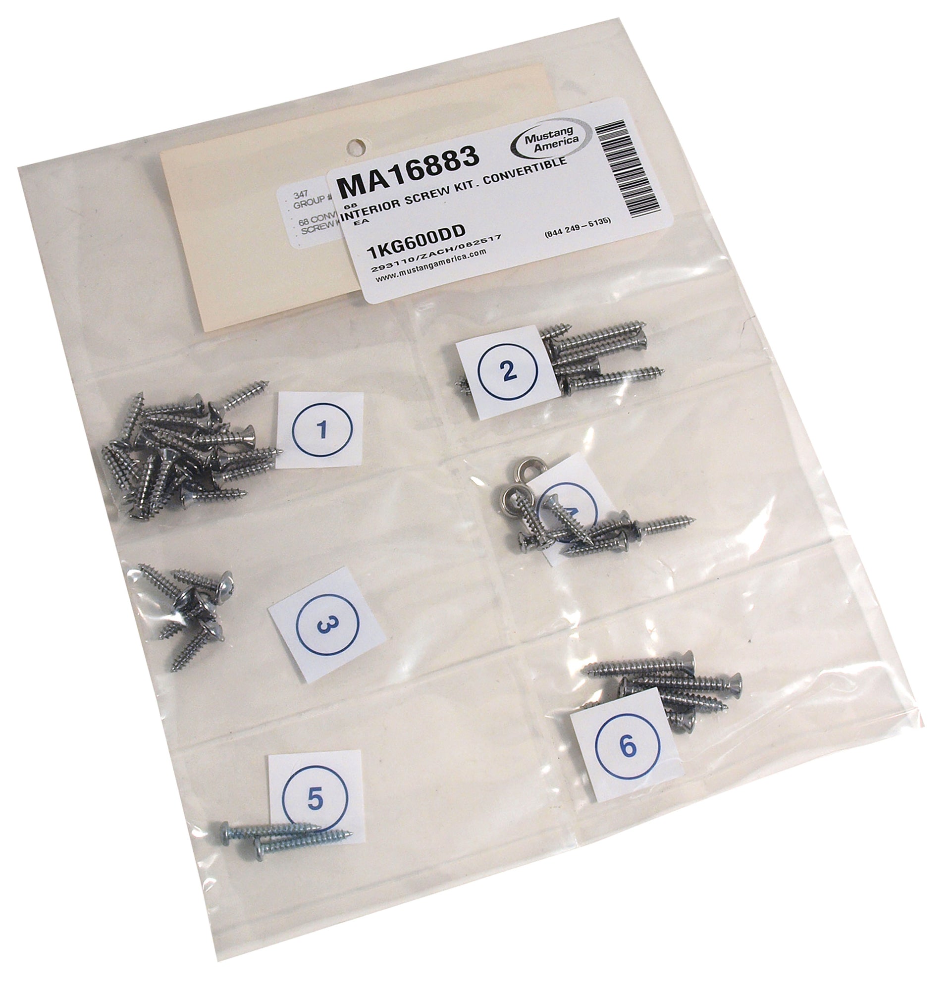 1968-1968 Mustang Interior Screw Kit - Convertible - CA-MA16883-Classic-Auto-Store-Online