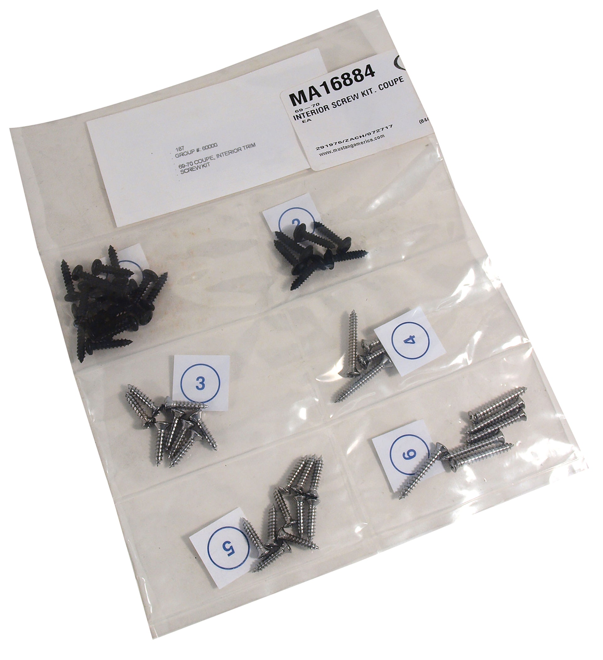 1969-1970 Mustang Interior Screw Kit - Coupe - CA-MA16884-Classic-Auto-Store-Online