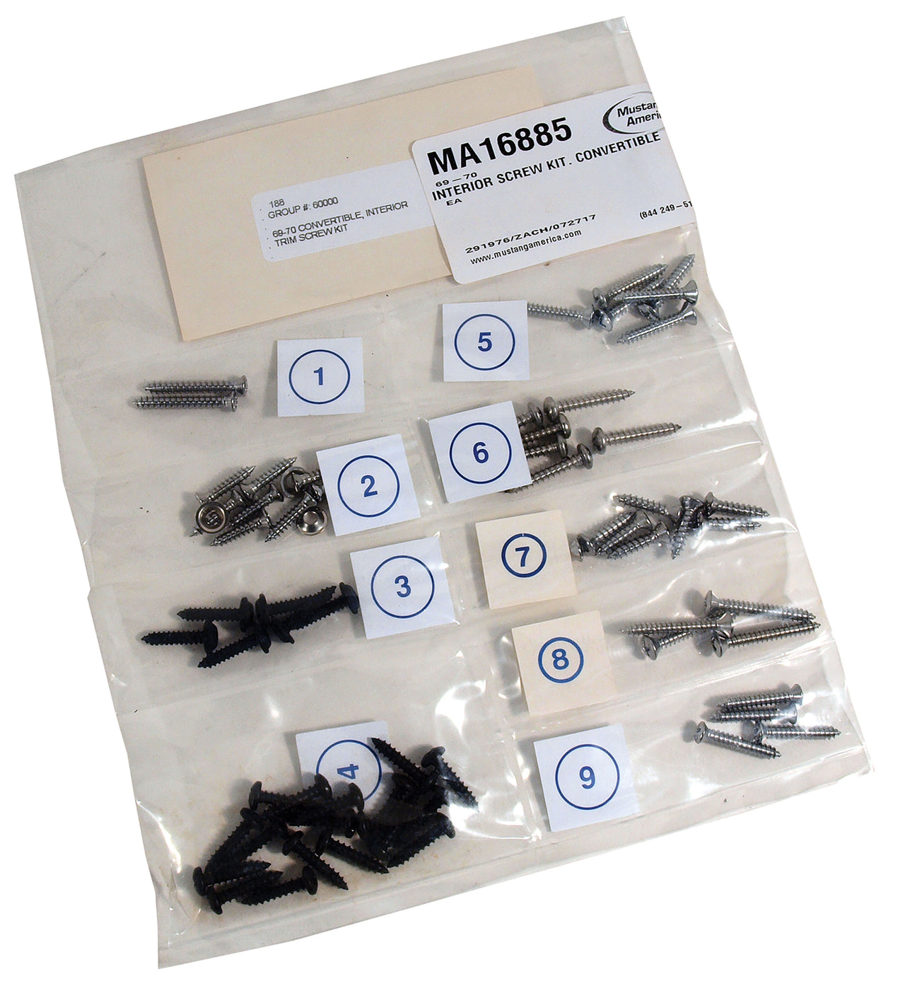 1969-1970 Mustang Interior Screw Kit - Convertible - CA-MA16885-Classic-Auto-Store-Online