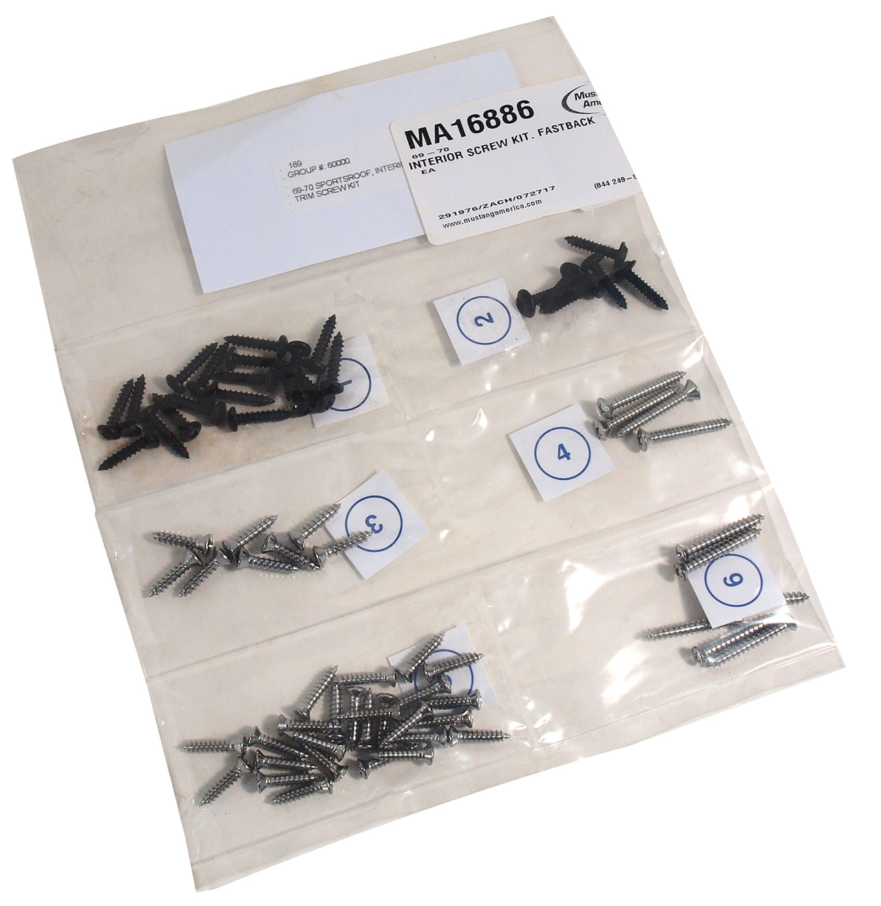 1969-1970 Mustang Interior Screw Kit - Fastback - CA-MA16886-Classic-Auto-Store-Online