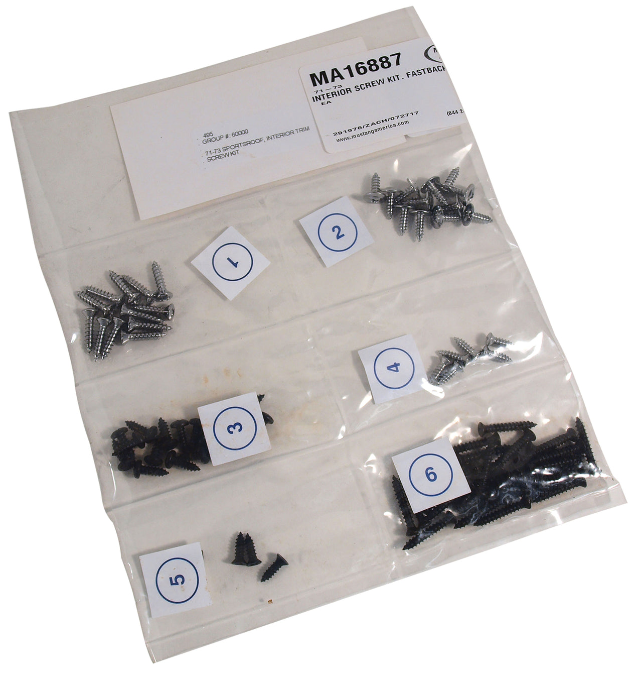 1971-1973 Mustang Interior Screw Kit - Fastback - CA-MA16887-Classic-Auto-Store-Online