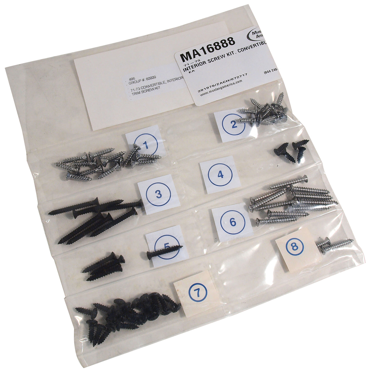 1971-1973 Mustang Interior Screw Kit - Convertible - CA-MA16888-Classic-Auto-Store-Online