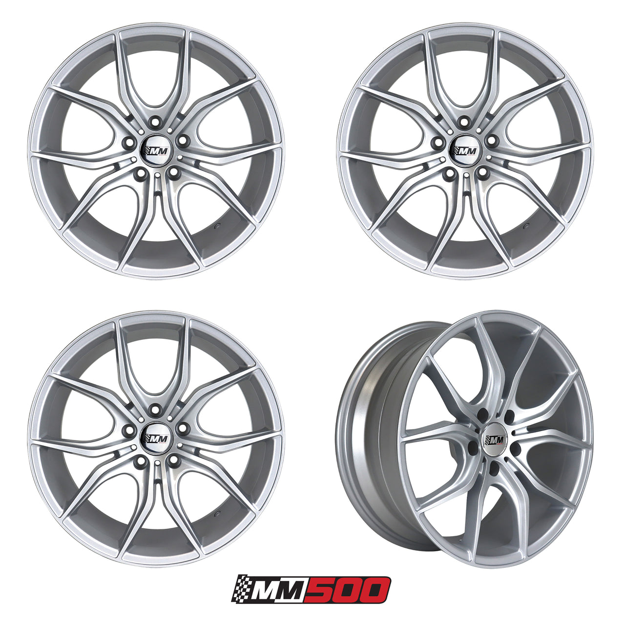 1994-2004 Mustang MM500 Silver Staggered Wheel Set - 18X8 & 18X9 ET30 5x114.3 - CA-MA2830-Classic-Auto-Store-Online